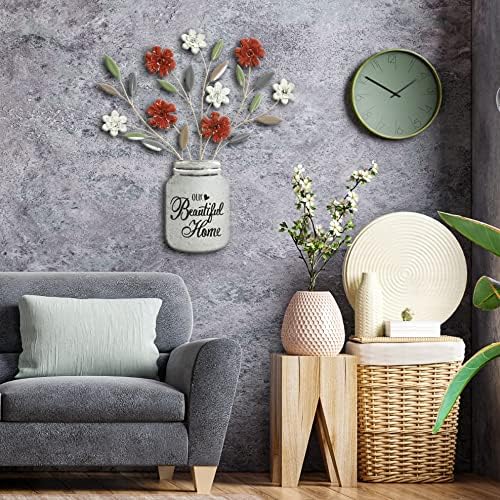 Miniatura 5 de Hosley Juego de 2 arte de pared dimensional de metal, rojo y azul, 2 colores surtidos de 24 pulgadas de alto. Regalo ideal para bodas, ocasiones