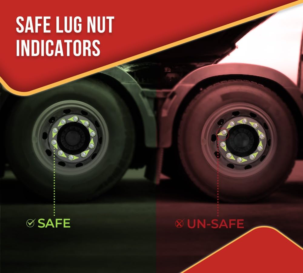 Mytee Products 200 Pcs Checkpoint Loose Wheel Lug Nut Indicator for 33MM Nuts - High Visibility Green 22mm Pointed Studs - Wheel Check Indicators for Commercial Trucks, Enclosed Trailers, Semi