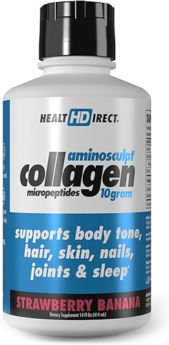 HEALTH DIRECT Micropéptidos de colágeno líquido AminoSculpt - 14 onzas líquidas - 14 porciones - 0.35 oz de colágeno líquido de grado médico premium