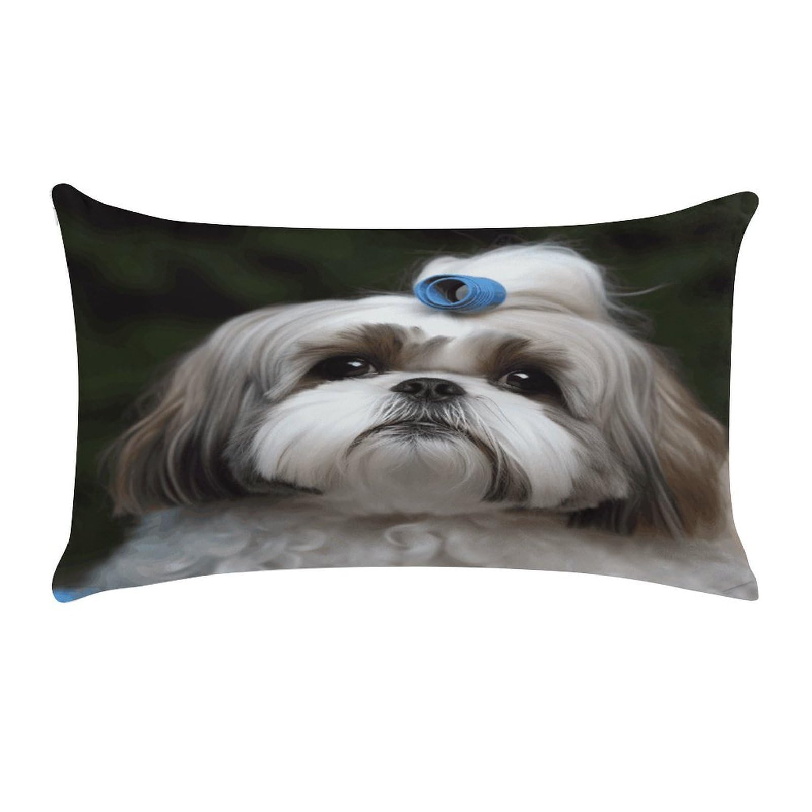 Shih Tzu Dog Pillow Cases Super Soft Pillowcase with Zipper Cozy Throw Pillow Cover Exquisite Luxury Long Pillow Sham Anti-Fading Detachable Breathable Pillow Protector
