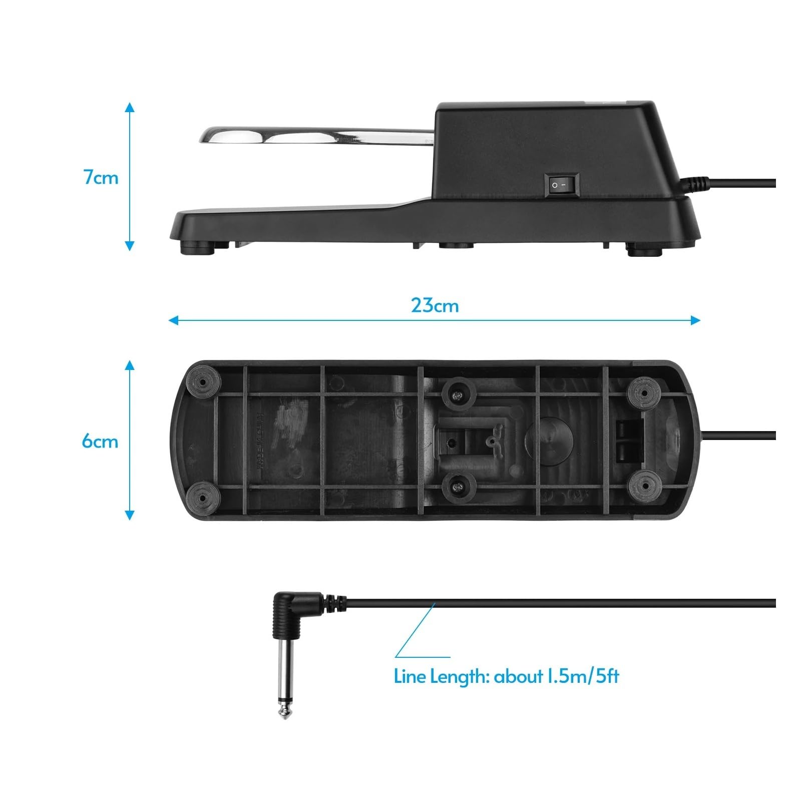 Pedal de sostenido for piano de 6,35 mm, compatible con Yamaha