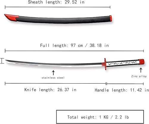 Miniatura 2 de Sword fort Espada Akame de acero al carbono, hecha a mano, Katana de metal real, accesorios de anime, accesorios de cosplay, espada samurái, rojo y