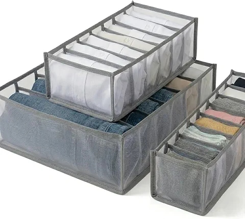 Kit 3 Organizadores de Gaveta Colmeia em Nylon Transparente - Organizador de Roupas, Camisetas e Fitness - Reforçado e Lavável
