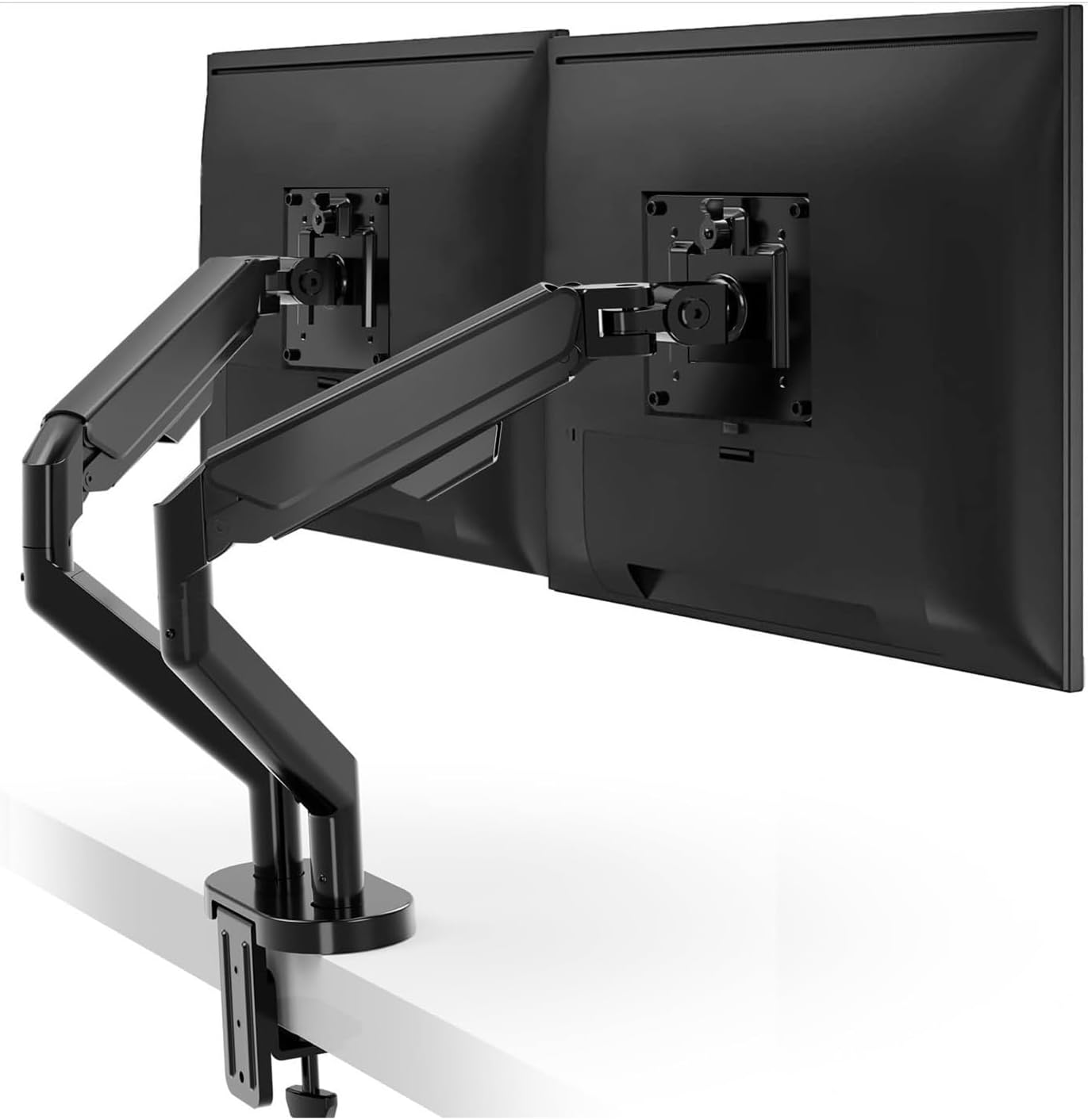 14" - 35" Dual Monitor Arm Stand with Adjustable Height and Gas Spring Mount Black