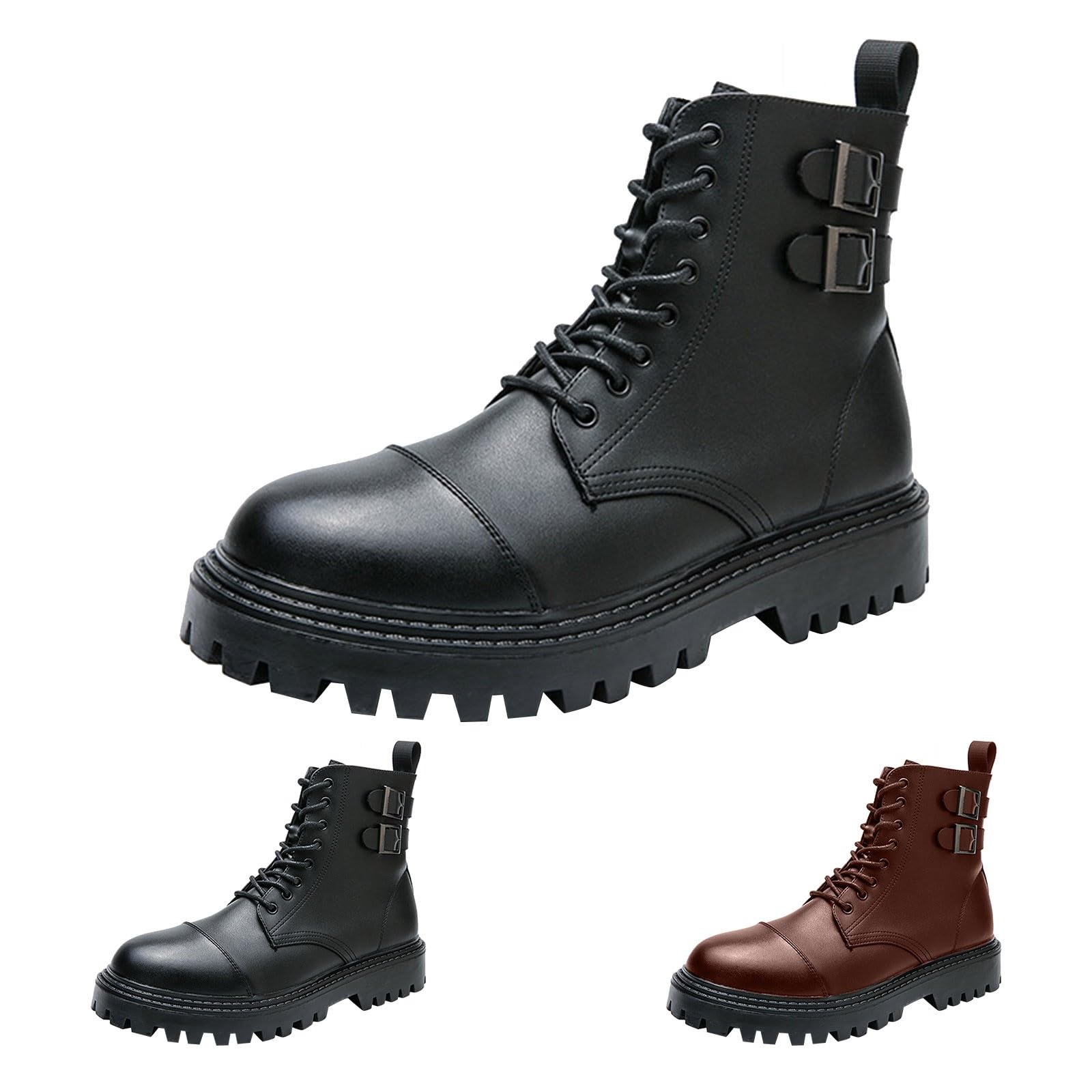 Stivali da equitazione da uomo, eleganti, corti, da uomo, imbottiti, impermeabili, in similpelle, con punta rotonda