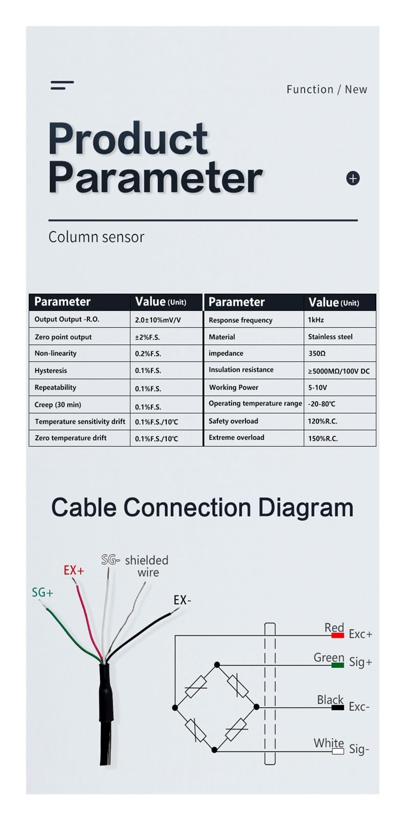 Medición De Fuerza De Pesaje, Célula De Carga De Peso, Sensor De Presión De Tensión De Columna En Miniatura De Alta Precisión 5N 10KG - Célula de carga(50KG)