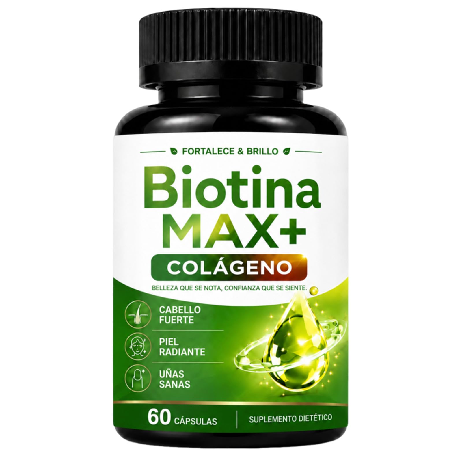 Biotin and Collagen Supplements, Biotina Max Colageno Capsules, 60 Count | Biotin & collagen beauty formula for daily hair, skin & nail wellness routines, with convenient capsules for adults