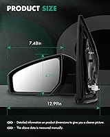 Vista 3 de SCITOO Espejo retrovisor lateral del lado del conductor para Nissan Sentra 2007 2008 2009 2010 2011 2012, ajuste de potencia no plegable, negro