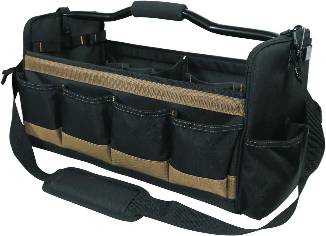 cassetta degli attrezzi Borsa porta attrezzi aperta da 20 pollici Cassetta porta attrezzi Para lato morbido 27 tasche Rastrelliera per attrezzi