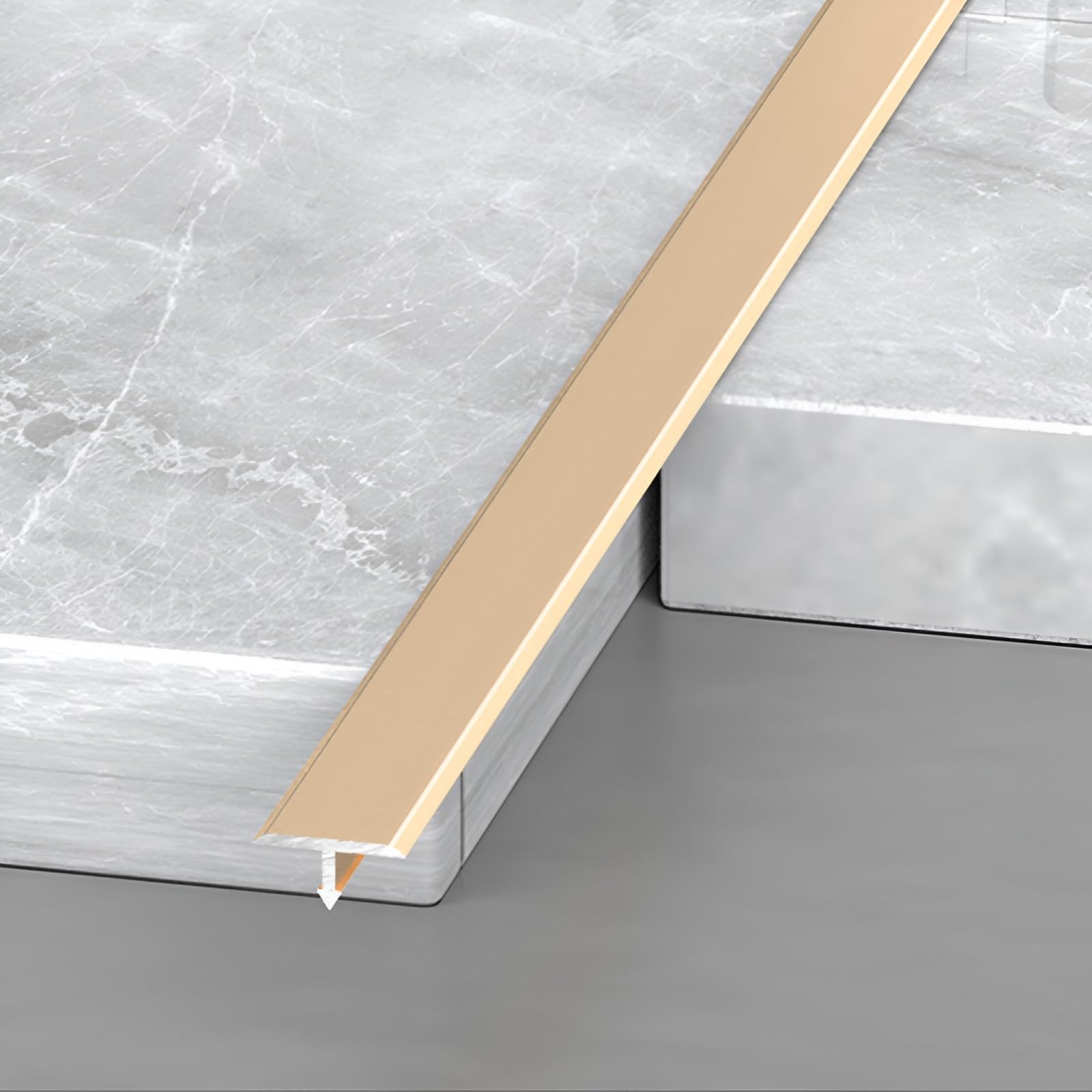 Générique Bande de Transition en T pour Sol Jointure en Aluminium Moquette Seuil Carrelage 3 Pièces 90 cm de Long (Doré 4 cm X 270 cm (3 X 90 cm))