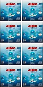 JIMO Linha Completa para Lava-Louças - Lava Louças, Lava Máquinas, Abrilhantador, Pastilhas, Gel, Limpeza Profunda, Brilho Intenso e Proteção (8, 25 Pastilhas)