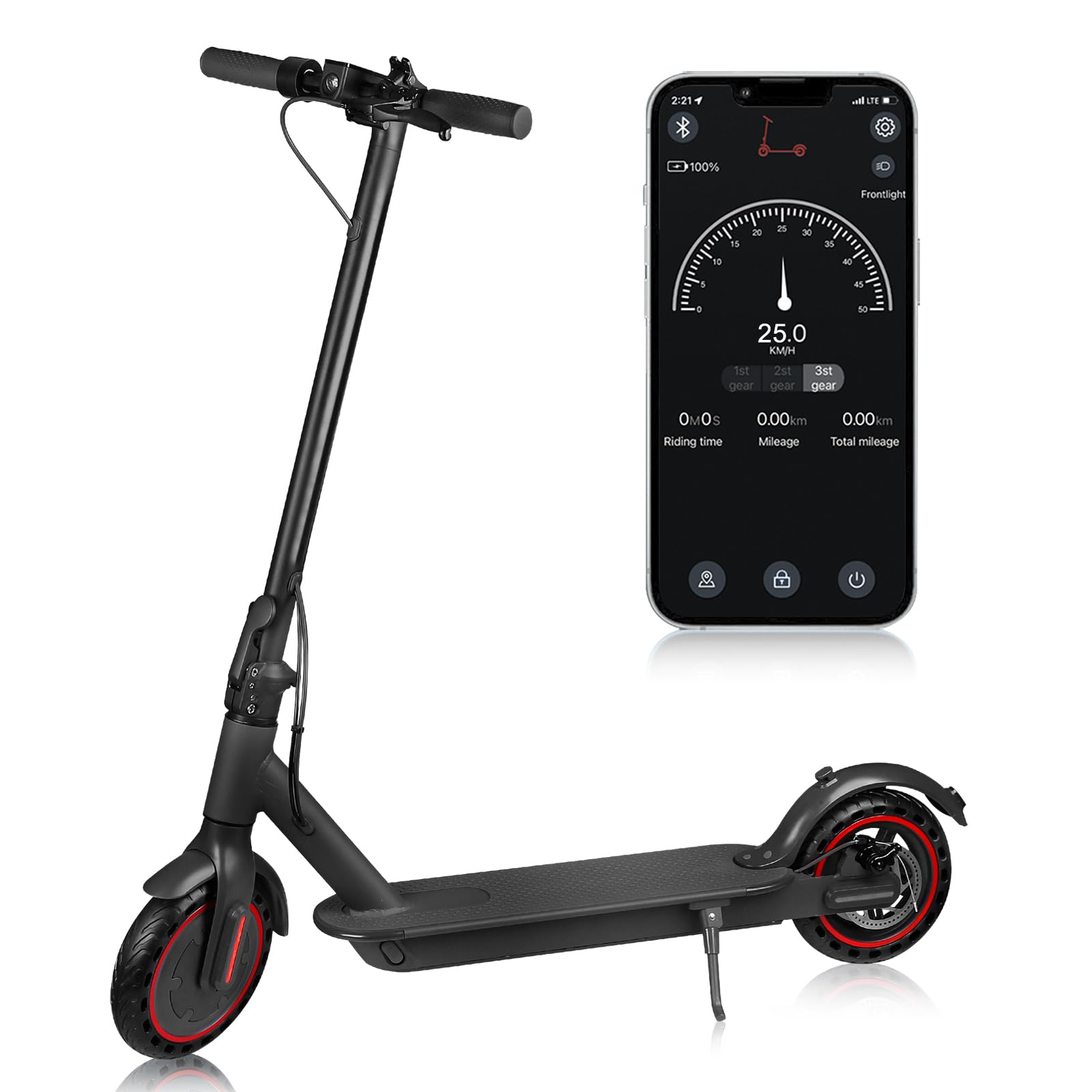 Trottinette électrique Adulte 350W - Autonomie 30 Miles, Pneus 8.5 Pouces - Pliable Avec App