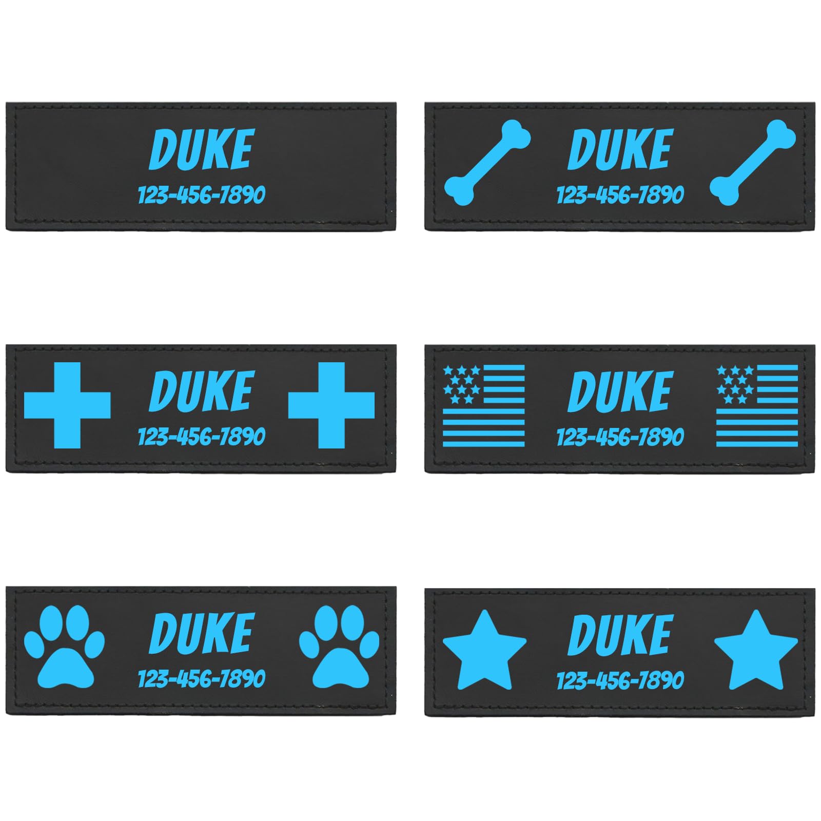 CHRYMPETIC Custom Dog Vest Patch - Personalized Name Patch for Dog Harness - Colorful Design (Blue Star, Medium 4 * 1.6 Inches)