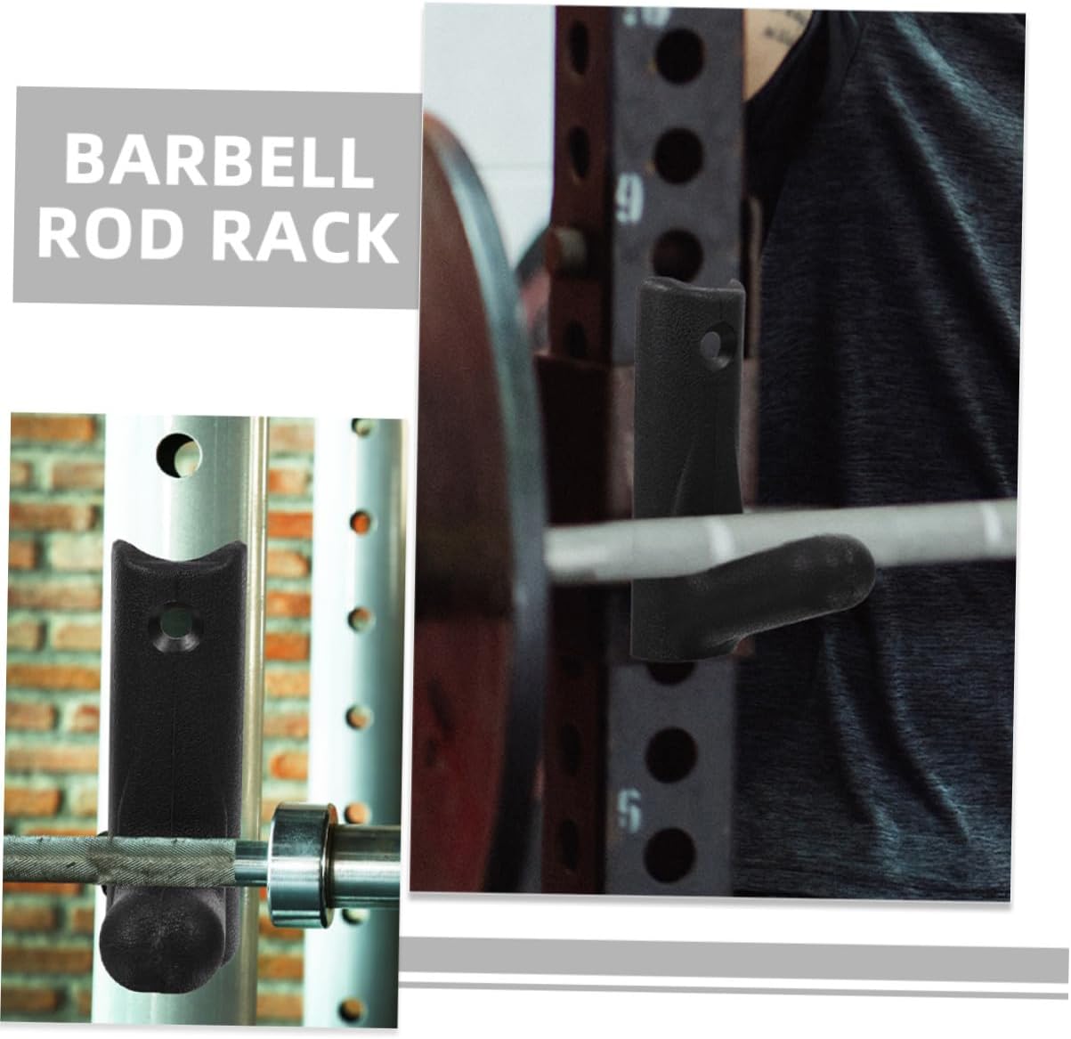 BESPORTBLE 6pcs Wall Mounted Barbell Holder and Horizontal Barbell Storage Rack Heavy Duty Weight Plate Organizer for Home Gym Strength Training Equipment
