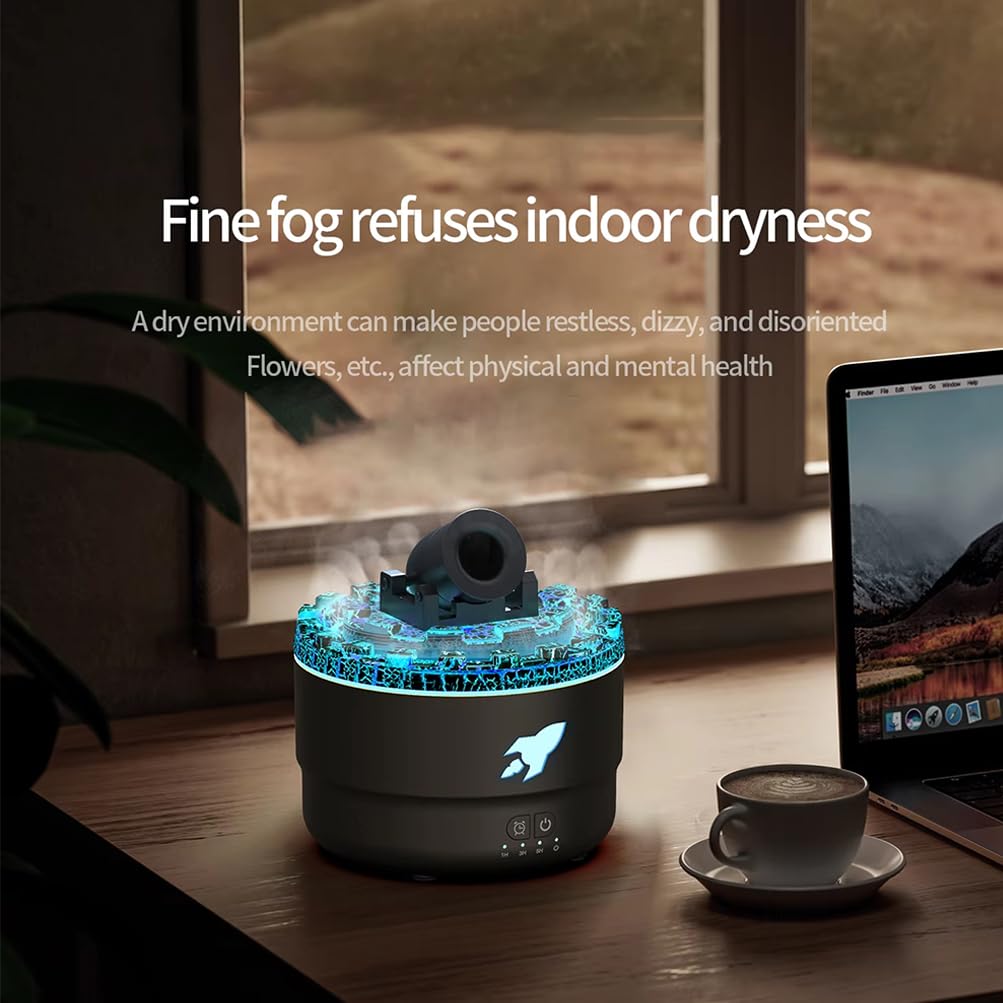 Umidificatore Mini Volcano Con Luce RGB - 300ml, Diffusore Oli Essenziali, USB - Foto 14