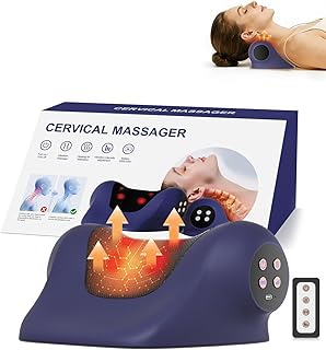 Heated Neck Stretcher for Pain Relief,Cervical Traction Device,3 Vibration Modes Portable Wireless Neck and Shoulder Relaxer Hump Corrector Pillow for TMJ Pain Relief and Cervical Spine Alignment