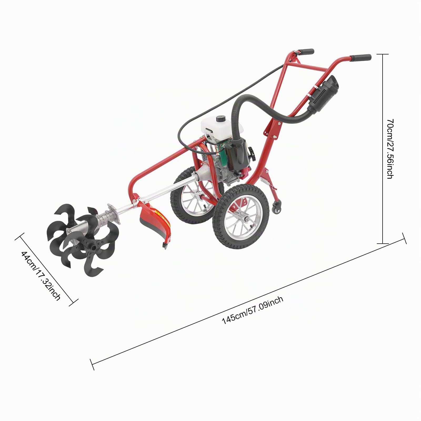 Micro motozappa 63CC fresa da Giardino a Benzina, con Motore a Benzina a 4 CV Motore 4 tempi, 240 giri/min, Manico Potente, Ideale per Orto e Giardino