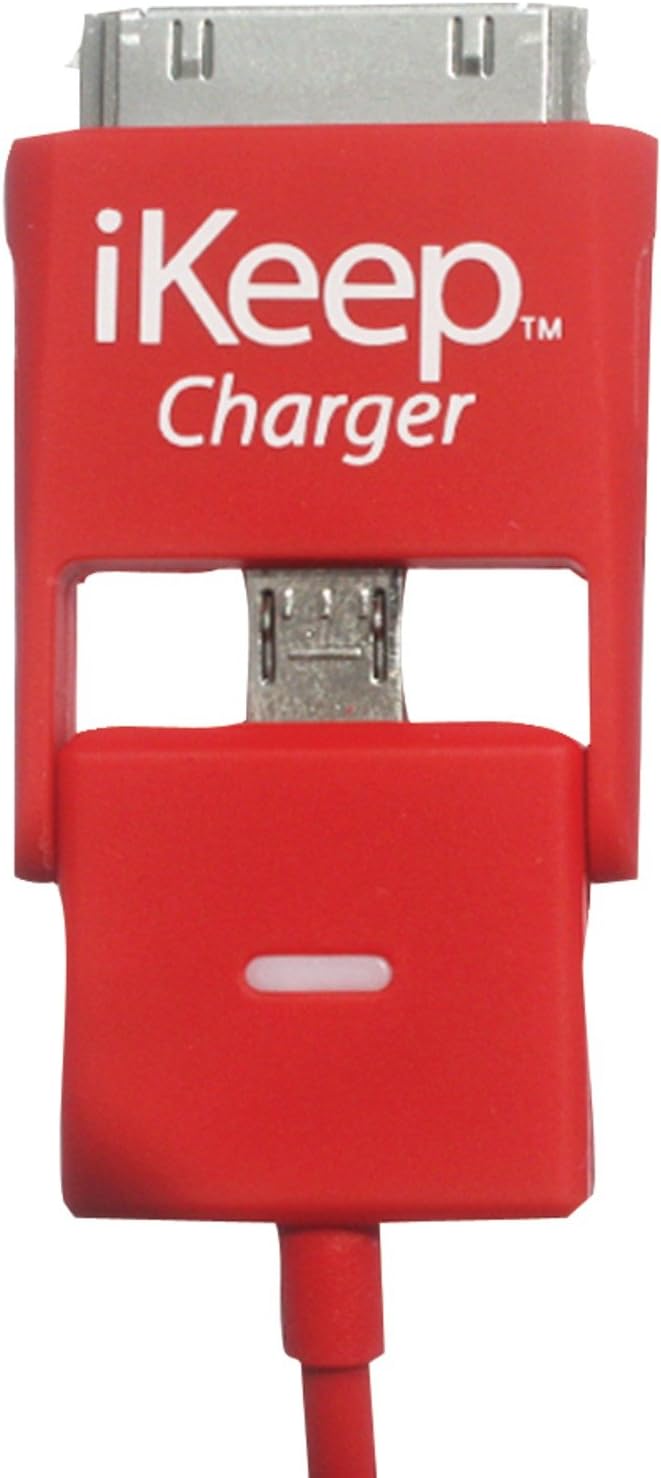 iKeep CC1RED 6-Feet Candi Cord Universal Charging Cord - Retail Packaging - Red