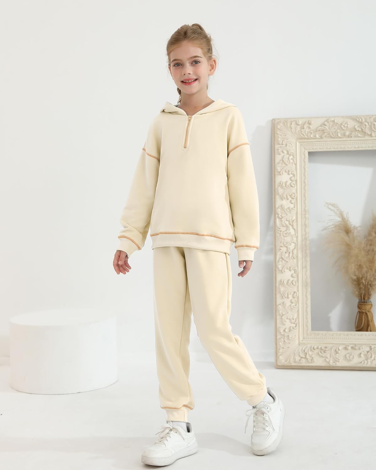 Girls Fall Winter Outfits 2 Piece Clothing Set Zipped Up Pocketed Hoodies Sweatpants Kid Sweatsuit Jogger Set 7-14Y - Image 2