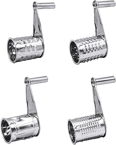 Miniatura 2 de Rallador de queso Acero inoxidable Trituradora Vegetal Cortador Amoladora 4 cuchillas de tambor