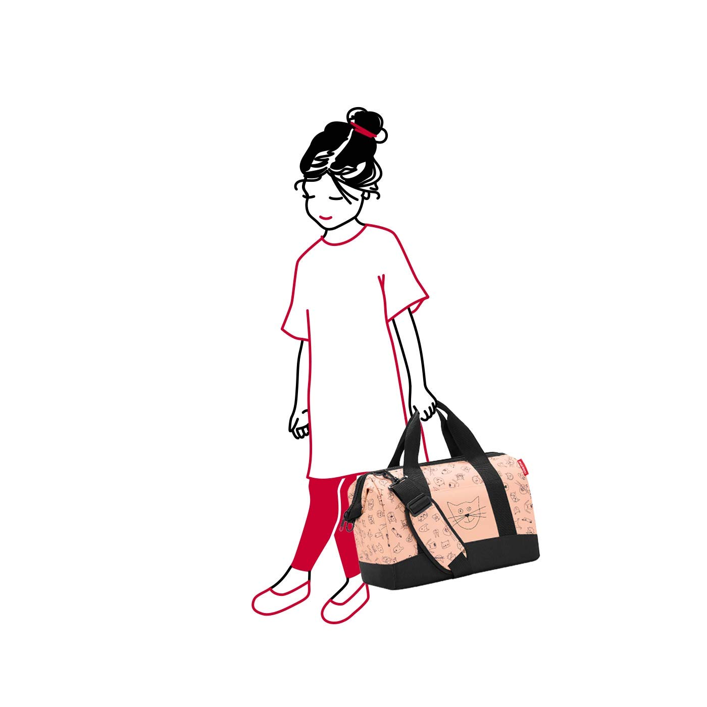 reisenthel Kinder Trolley XS & Allrounder M Set cat´s and Dog´s Rose – Koffer & Tasche mit Stecklasche – robust, leicht, ideal für Urlaub & Ausflüge
