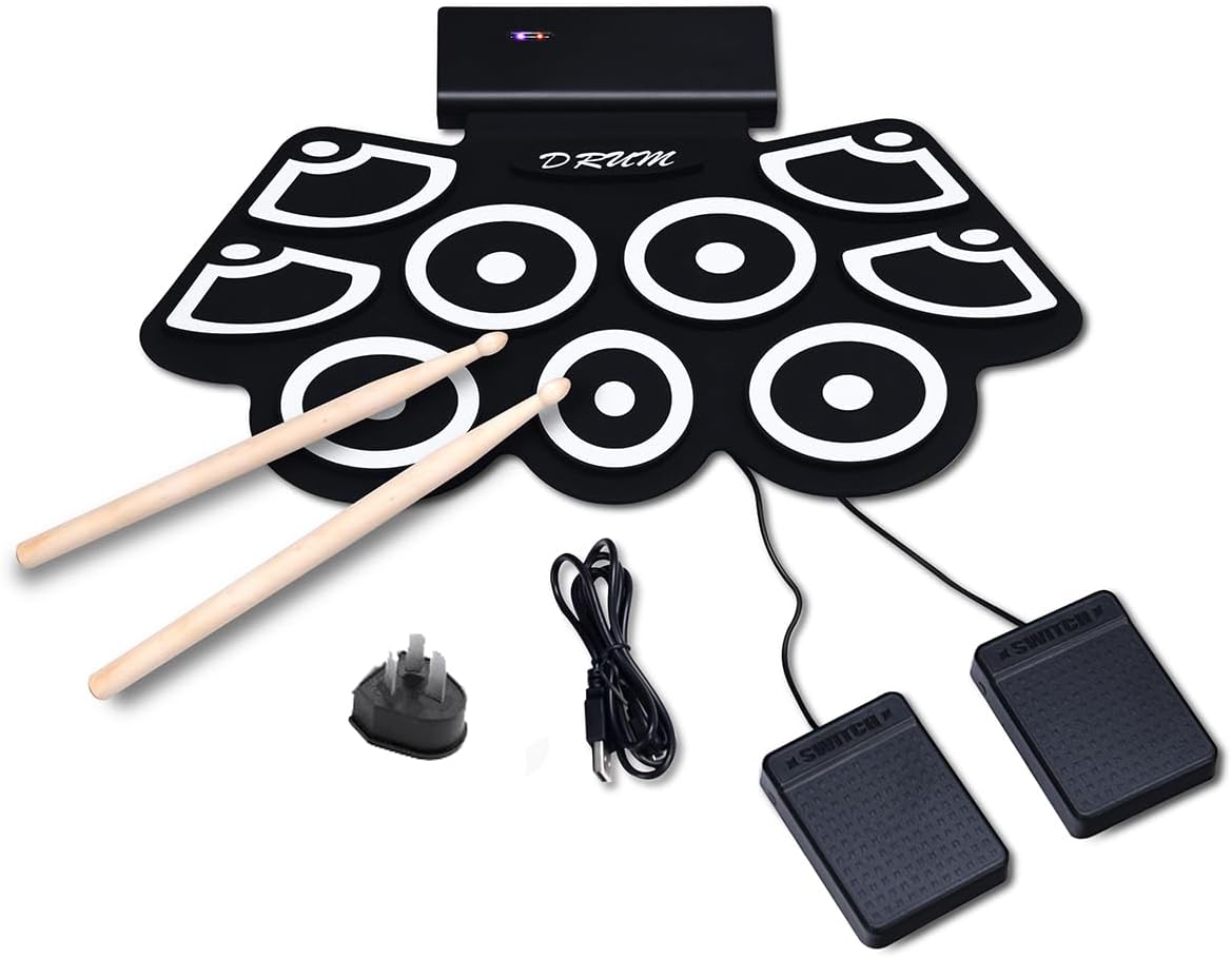 COSTWAY Electronic Drum Mat, Roll Up Digital Music Pad with Bluetooth