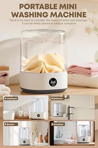 Miniatura 8 de Mini lavadora portátil, 4 L, lavadora de limpieza para ropa interior, recargable, inalámbrica, compacta, para solteros, apartamentos, RV, carga USB,