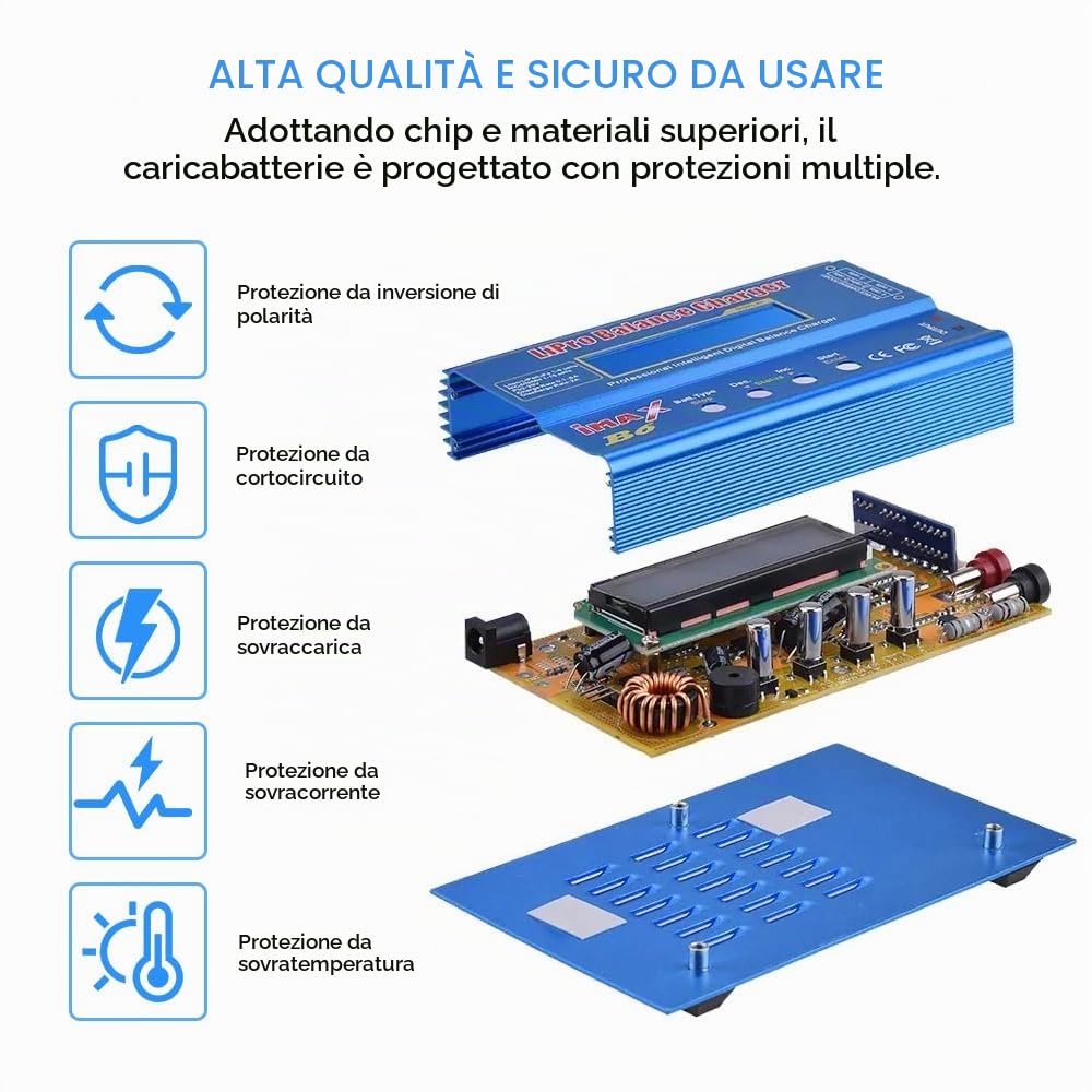 Lipo - Caricabatteria intelligente multifunzione da 80 W per varie batterie al litio