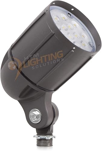 Luz de inundación LED de 12 vatios para iluminación de paisaje al aire libre de 120 voltios, 1480 lm, bronce, 70 W MH igual, luz de asta de bandera,