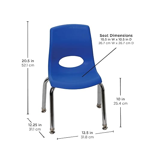 B09XJH7LRP_image_1 Angeles MyPosture Plus sillas de 10 pulgadas de alto, juego de 4 azul con patas cromadas, AB8010PBC4, asientos flexibles para niños preescolares,