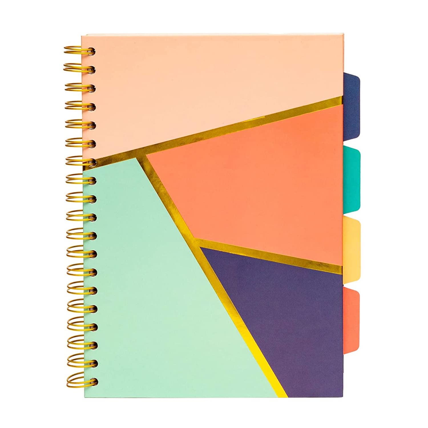 Pukka Pad B5 Size Geometric Flower Love Project Book, 5 Subjects Ruled Notebook, 200 Pages, 80 g/m², Wirebound, Hard Back, Page Perforation, Dividers with