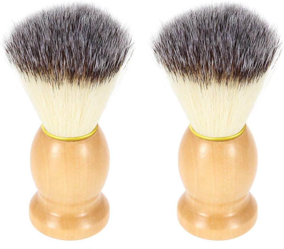DaKuan Nylon shaving brush, 2 pack wooden handle shaving brush for men luxury professional hair salon tools