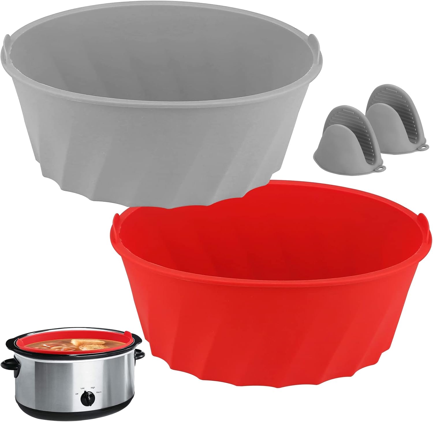 Silicone Slow Cooker Liners,HOUPEACE Reusable&Leekproof Cooking Liners with Mitts