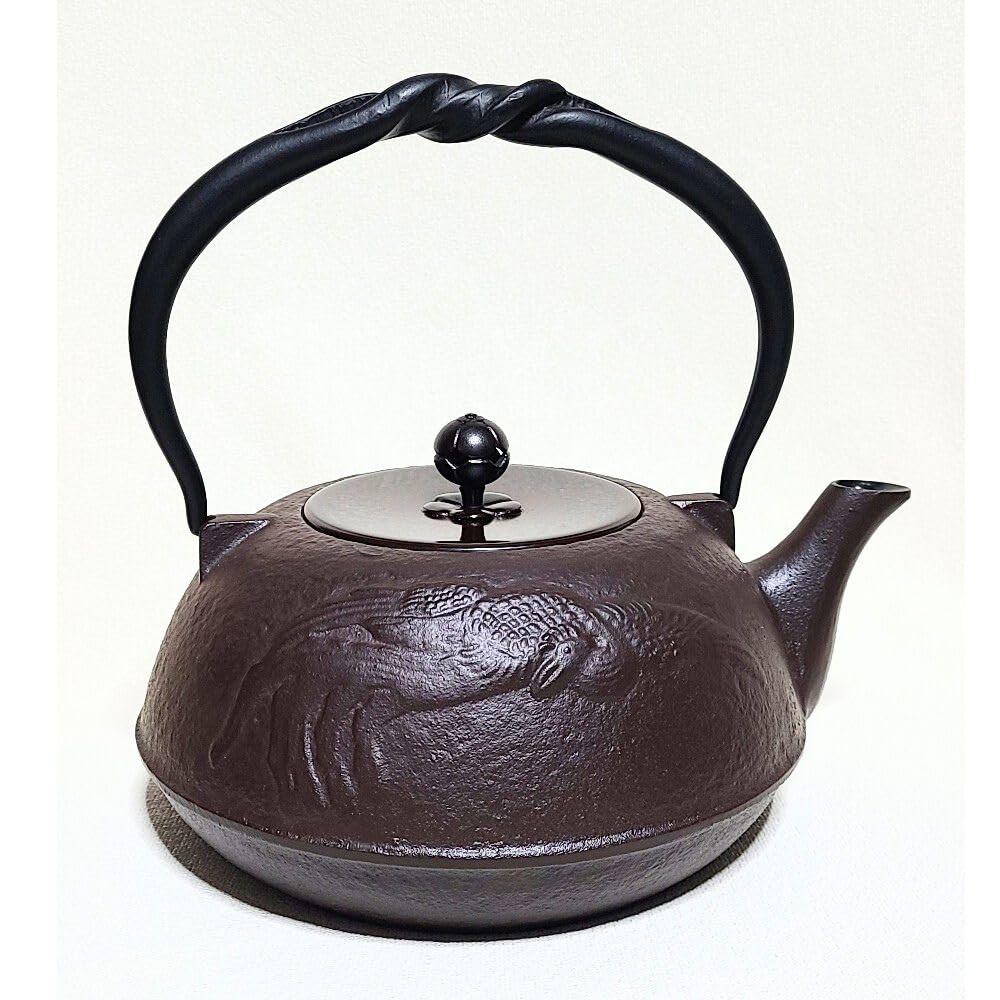 Amazon | 岩手県 水沢鍛造工芸社 南部鉄器 鉄瓶 平型 鳳凰 茶 1.5l