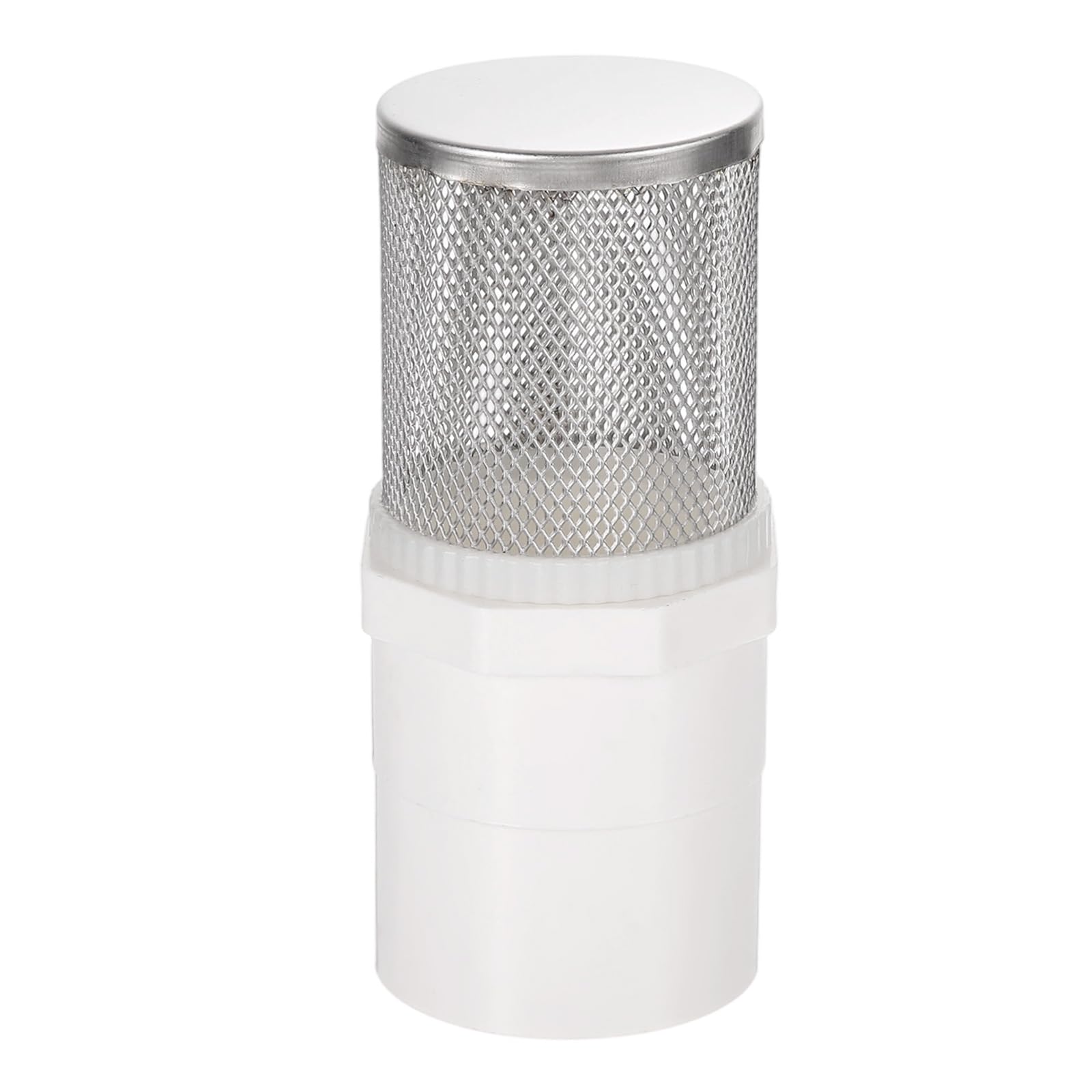 sourcing map 1.2 Inch 304 Stainless Steel Filter Cover, Hose Inlet Suction Strainer Filter, Connected to DN32 1.2" PVC Water Pipe to Reduce Solid Entry (98mm Length, 40mm Thread Dia) — image 1