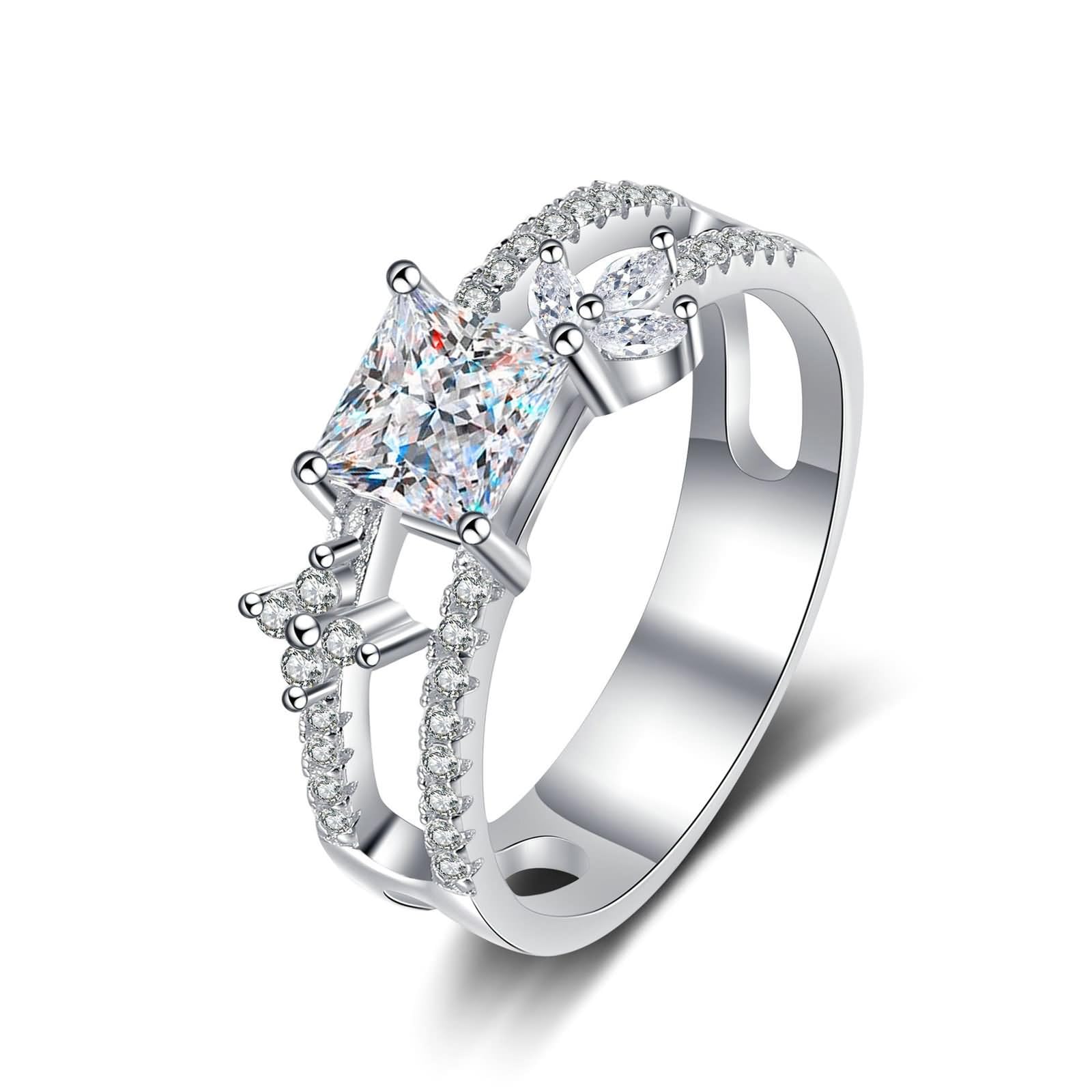Anelli di promessa da donna, in argento Sterling con zirconia cubica/moissanite