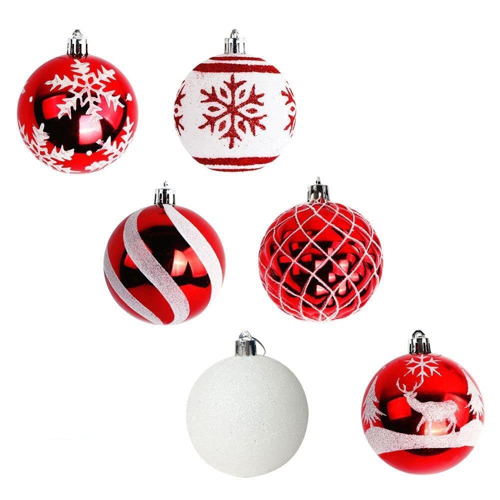 Christmas gifts 36 sztuk 70mm Boże Narodzenie ozdoby kulkowe Dekoracje Drzewo Czerwone i białe 6 stylów Nowy Rok Home Party Wakacje wystrój christmas ornament decoration (Color : 36pcs)