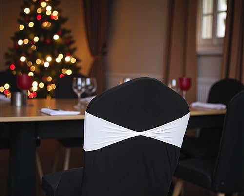 Vista 20 de MDS - Paquete de 25 bandas elásticas de elastano para silla sin hebilla, para decoración de bodas y eventos, color berenjena Berenjena,Azul