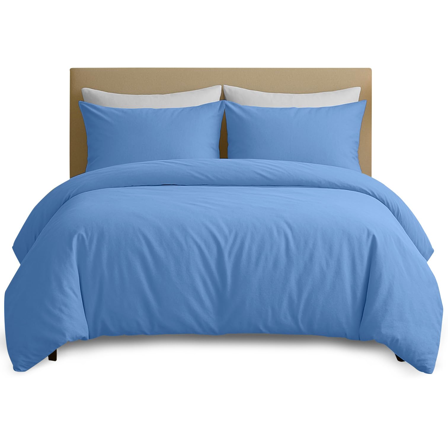 Hafaa Light Blue Duvet Cover Set Double - Brushed Microfibre Bedding Quilt Cover With 2 Pillow Cases 200 X 200 Cm
