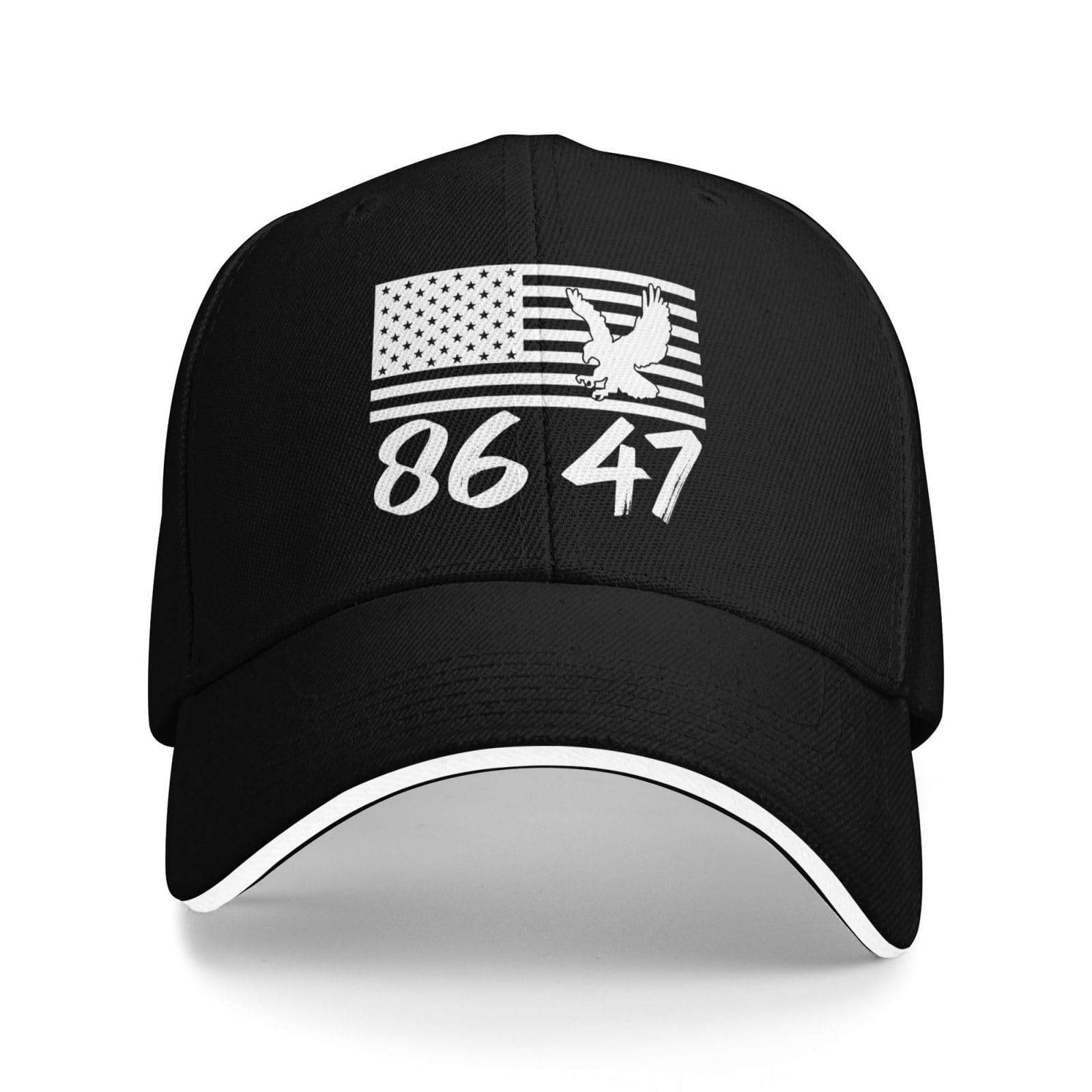 Aceprints Unisex Black 8647 Hat 86 47 American Flag Eagle Hat Baseball Cap For Men Women
