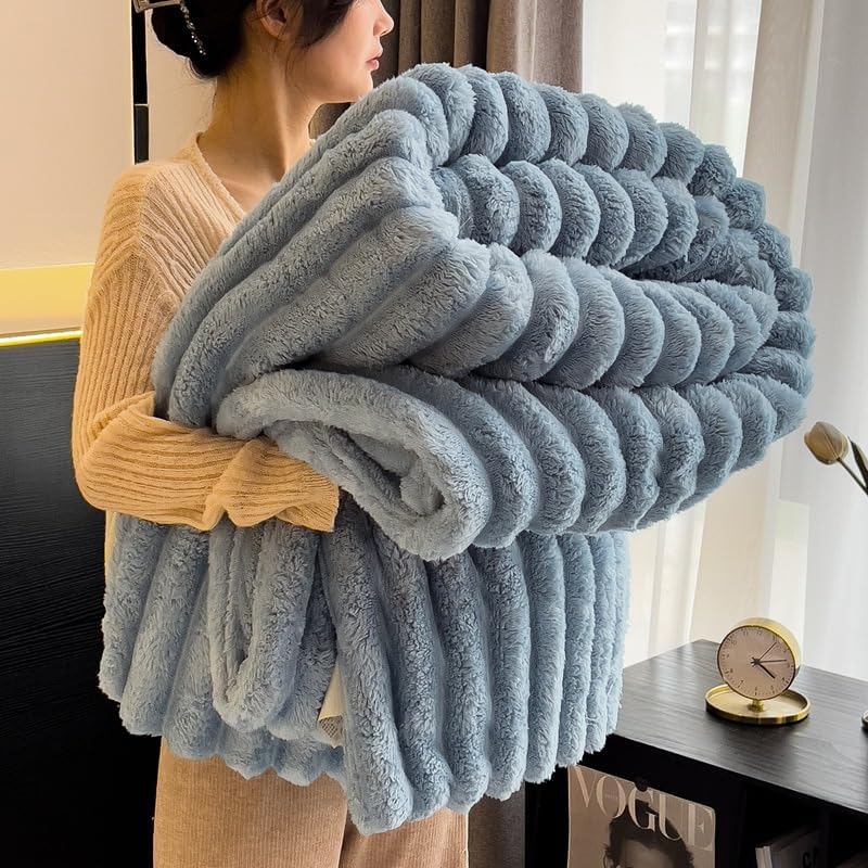 Bunny Blanket for Women, Bunny Blanket for Adults, Bunny Blanket King Size, Soft Bunny Fluffy Fuzzy Warm Blanket for Girls, for Chair Bed Sofa (Blue,120x200cm(47x79in))