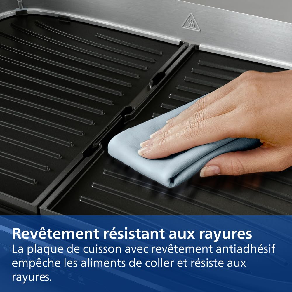 Philips Grill Électrique & Plancha 5000, Température réglable, 2400W, Métal