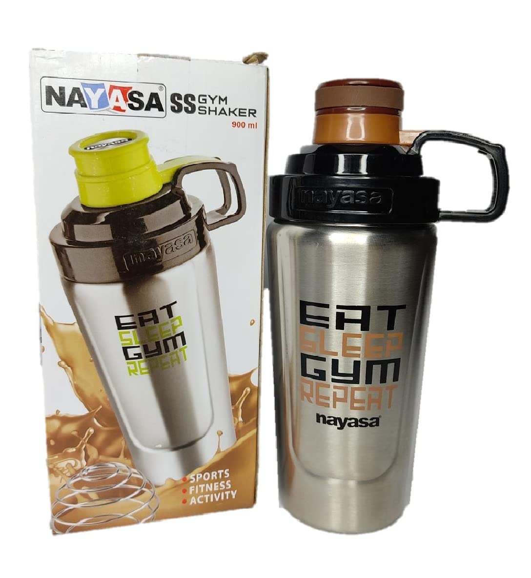Buy Nayasa Steel Gym Shaker 900 Ml,Set Of 1 (Brown) Online at Low Prices in India Amazon.in