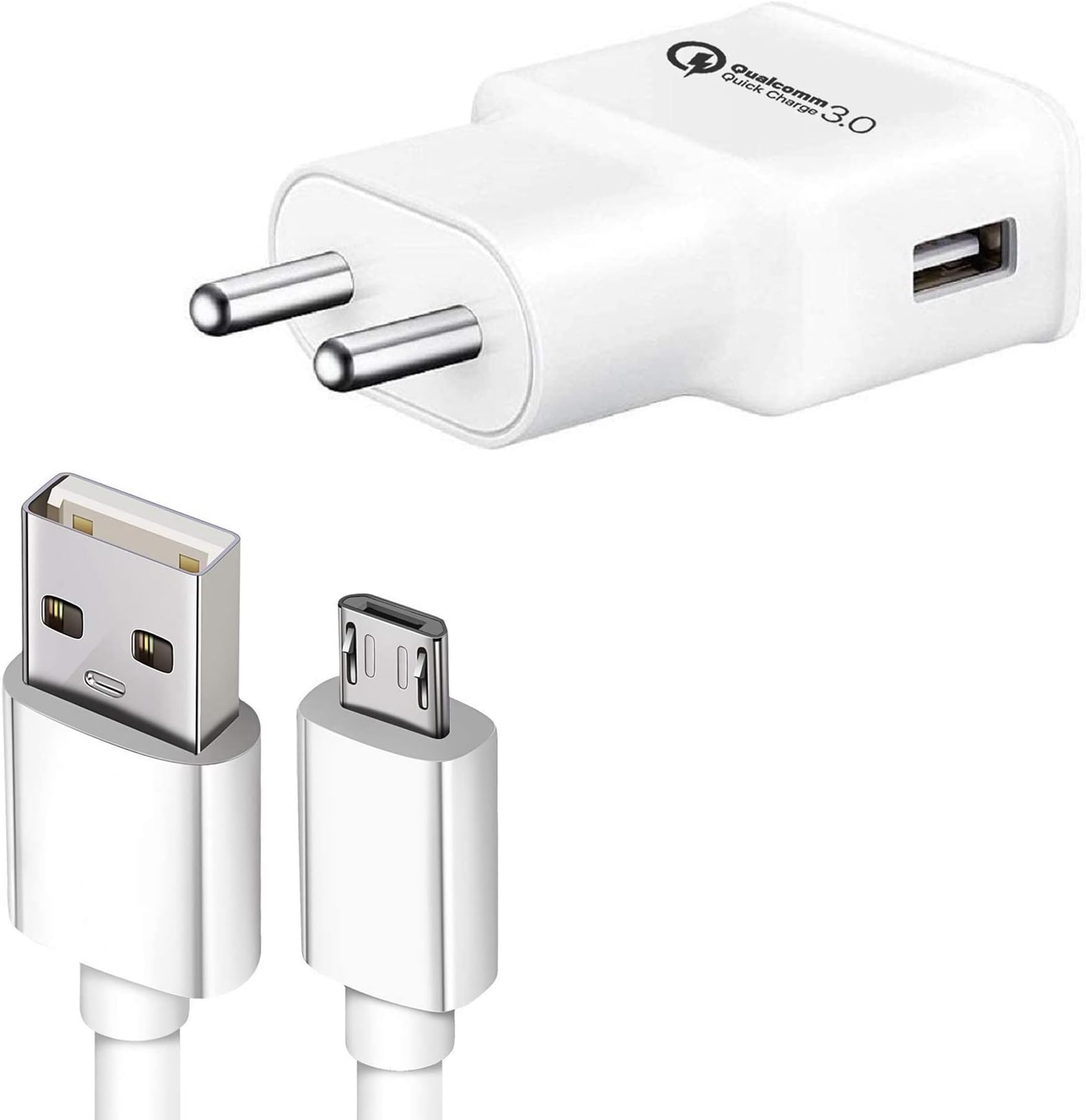 Micro usb fast charger for Sony Ericsson Xperia Mini Pro Charger Original Adapter Like Qualcomm QC 3.0 Quick Charge Adaptive Fast Charging, Rapid Dash VOOC AFC Travel Certified Heavey Duty Fast Charger, Fast Hi Speed Power Wall Battery Charger With 1 Meter Micro USB Charging Data Cable (3.1 Amp, AZV- SMG , White )