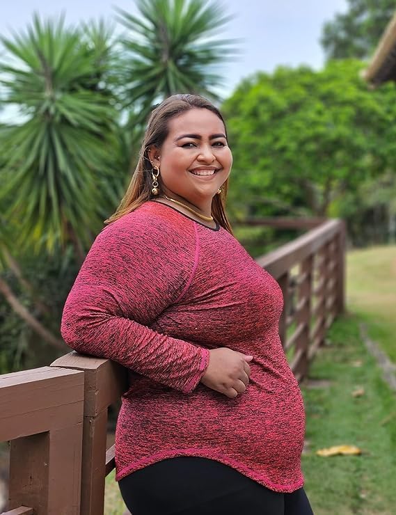 FOREYOND Plus Size Workout Tops for Women Long Sleeve Shirts Athletic Active Yoga Gym Clothes Loose Fit - Image 2