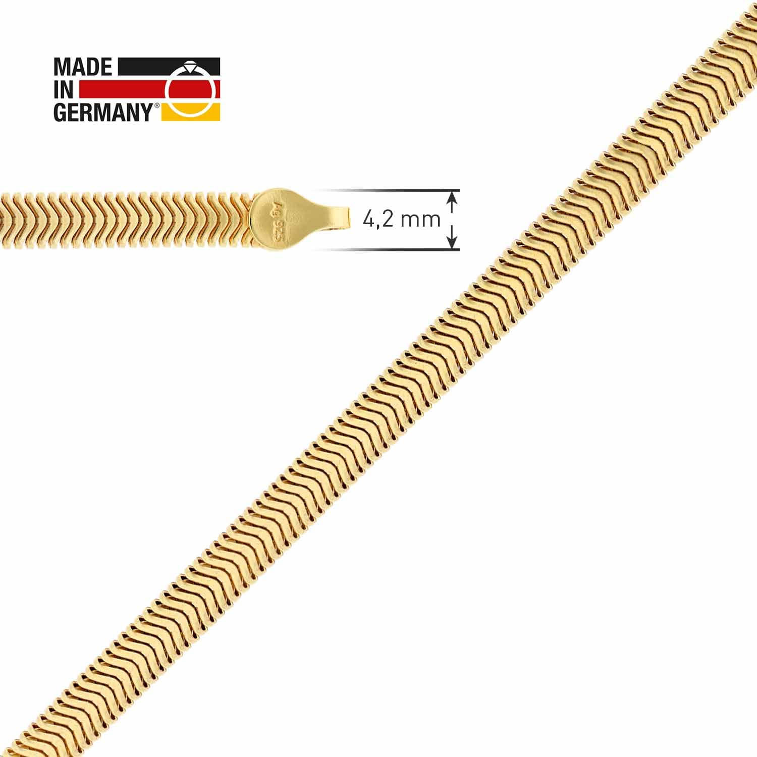 trendor Damen-Halskette 925 Silber Vergoldet Ovale Schlangenkette 4,2 mm | modischer Halsschmuck für Frauen, perfekte Geschenkidee und edles Accessoire,