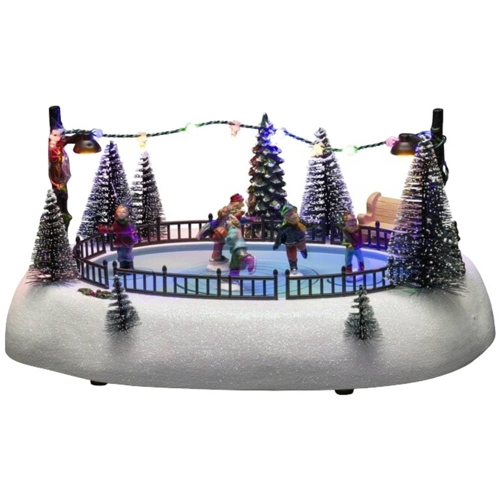 Konstsmide Escena LED de Navidad con música, Funciona con Pilas o USB, Interior, Cable Negro, poliresina de PVC, Resina, Multicolor