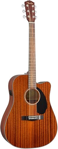 Miniatura 4 de Fender CD-60SCE - Guitarra eléctrica acústica de caoba Dreadnought Cutaway, con 2 años de garantía, sistema de pastilla y preamplificador Fishman,