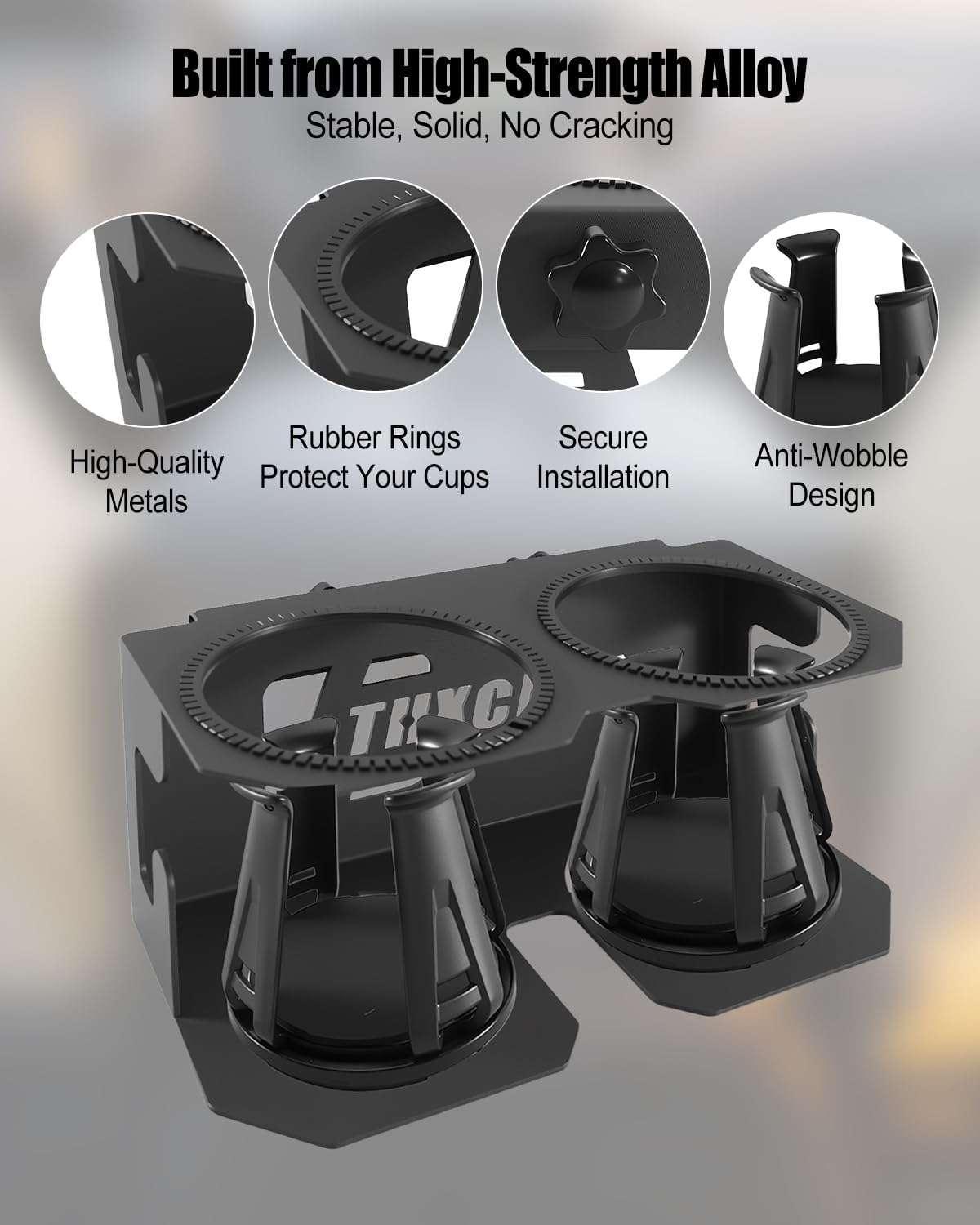 Metal Rear Seat Dual Cup Holder Fits for 2015–2020 Chevrolet/Chevy Tahoe Suburban Silverado & GMC Yukon Sierra, Heavy Duty Metal 3.2In Drink Holder, Fit Clip-On Rear Passenger Interior Upgrade