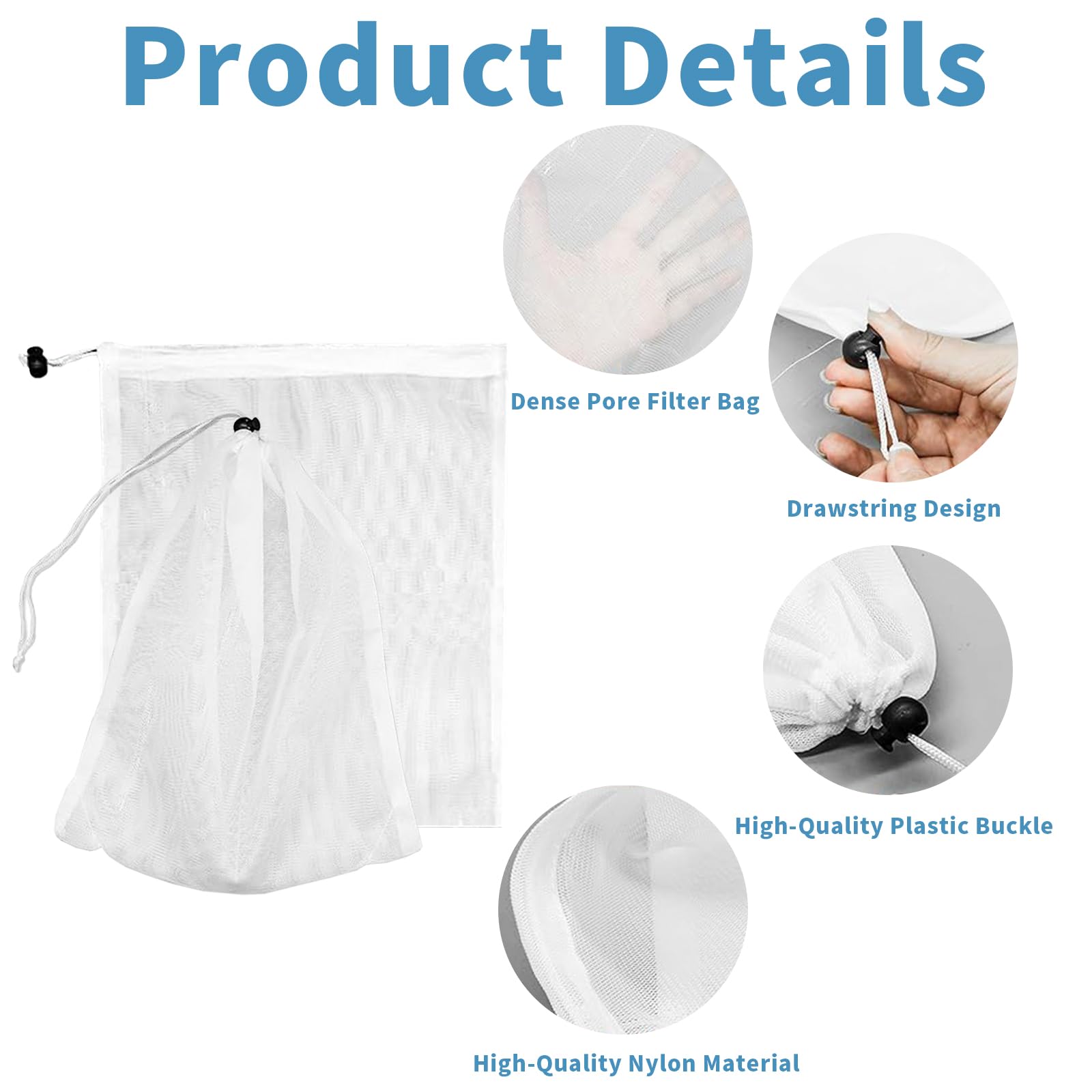 Sacchetto Filtro Di Ricambio Per Pulitore Piscina | Compatibile Aquabot 8114, Rover Plus, Pura 4X, In Tessuto Spesso
